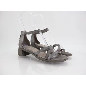 Eileen Fisher Women's Noni Sandal Size 8 Silver Strappy Block Low Heel Comfy